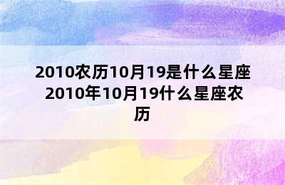 2010农历10月19是什么星座 2010年10月19什么星座农历